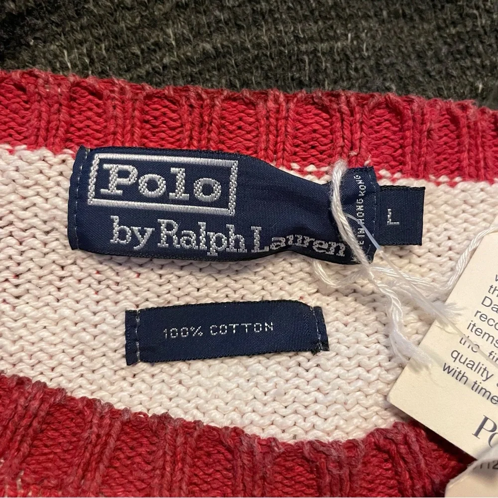 Polo Ralph Lauren Vintage Striped Long Sleeve Sweater NWT Unisex Size Large - Picture 7 of 7